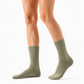 Rippstrick Socken 35-38 aus Textil in Olivgrün für Alltag