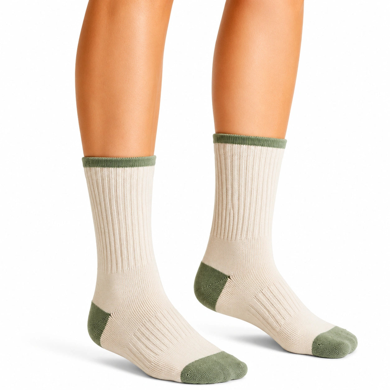 Rippstrümpfe Größe 35-38 aus Textil in Cremegrün für den Alltag