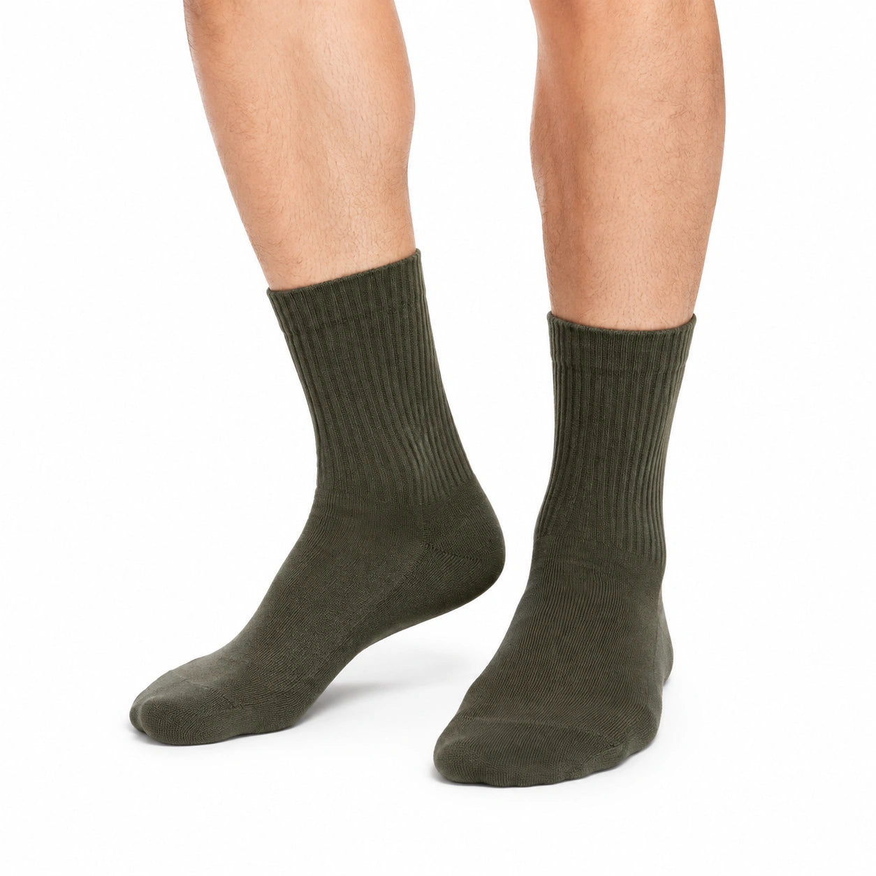 Socken 39-42 aus Textil olivgrün gerippt