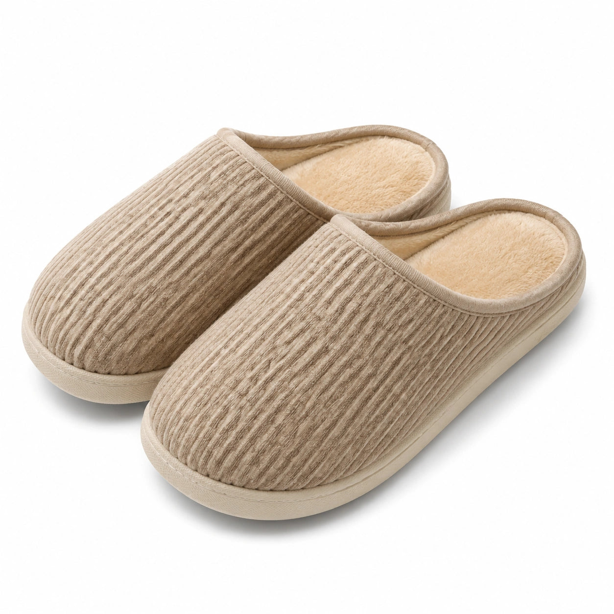 Hausschuhe Größe 40/41 aus Textil Beige mit Futter für den Innenbereich
