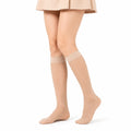 Damen Kniestrümpfe 35-38 Beige fein gerippt mit Komfortbund