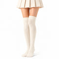 Damen Kniestrümpfe 39-42 aus Stricktextil Creme gerippt