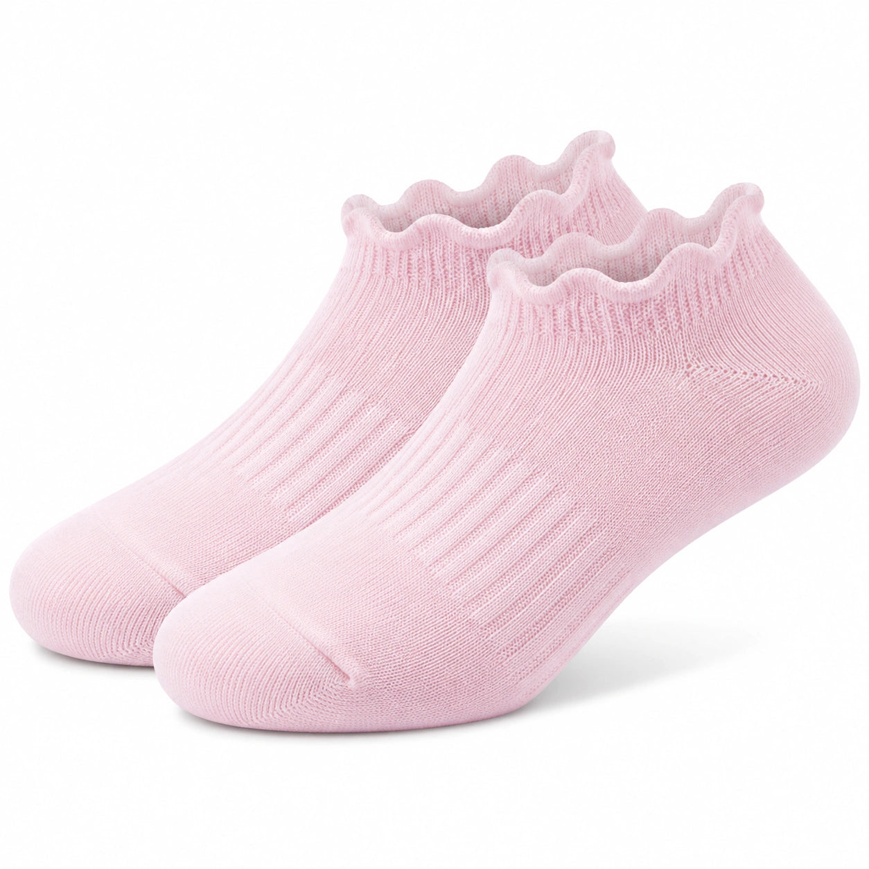 Socken Größe 35-38 aus Strickstoff in Rosa mit Rüschenbündchen
