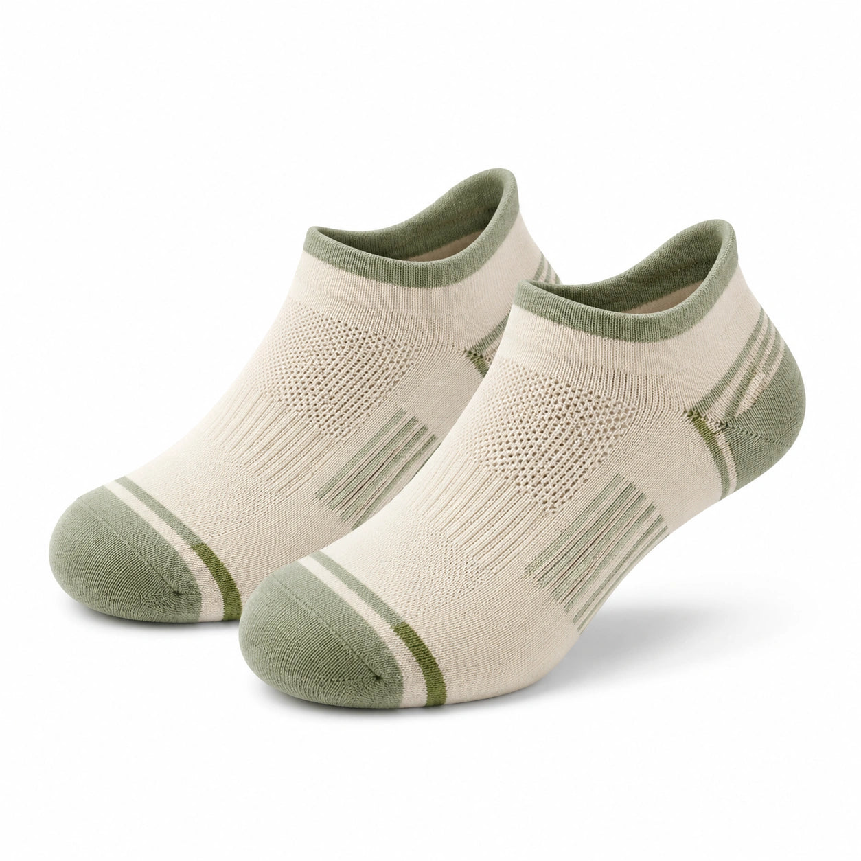 Sneakersocken Größe 43-46 aus Stricktextil Beige Grün für Alltag