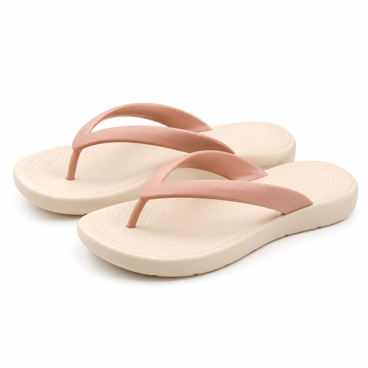 Zehentrenner 42/43 aus Kunststoff Creme/Rosa für Freizeit - leicht