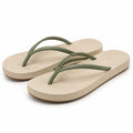 Zehentrenner-Sandalen Größe 42/43 Beige Grün mit Synthetikriemen für Freizeit