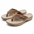 Zehentrenner Größe 42/43 aus Synthetik Beige/Braun mit verstellbarem Riemen