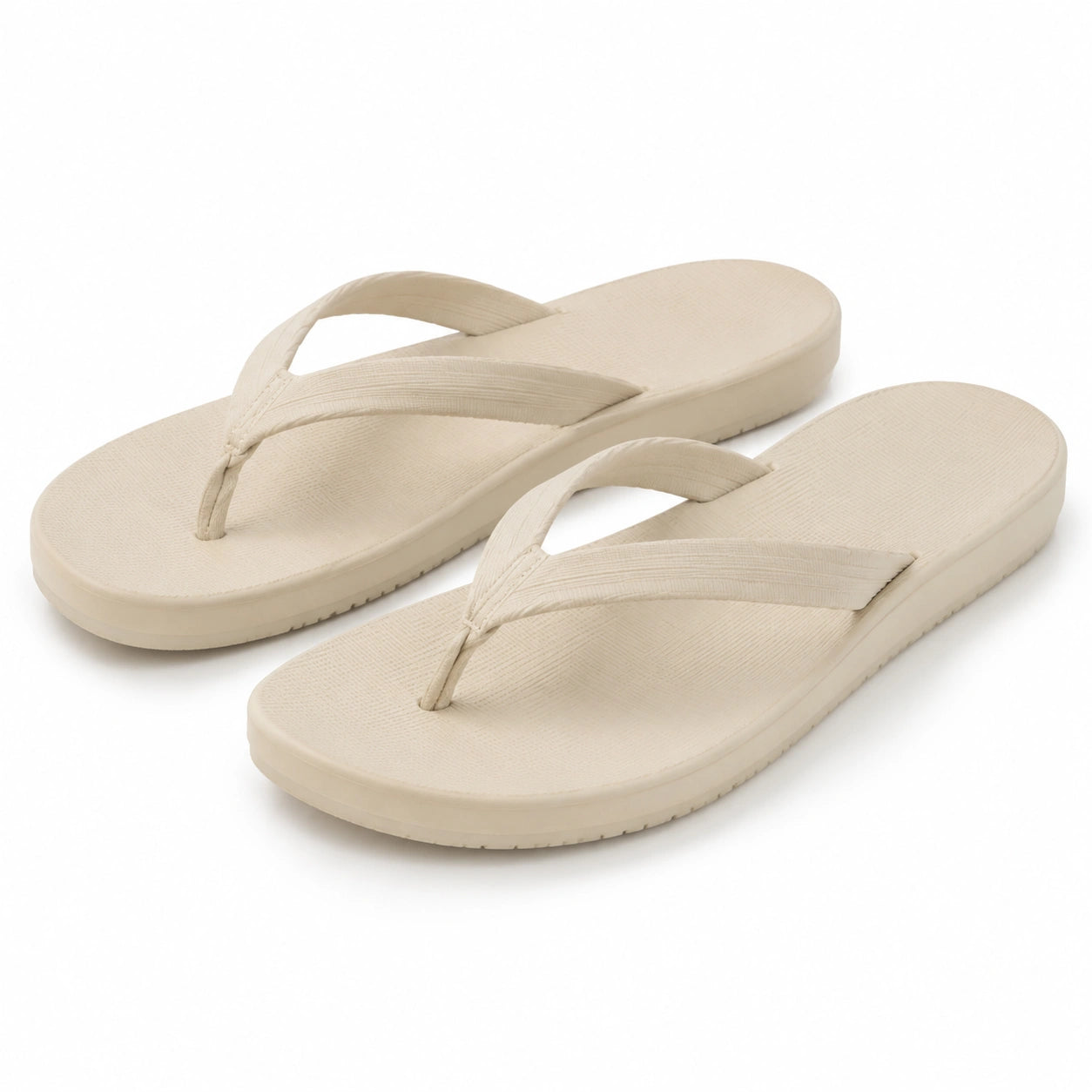 Zehentrenner 38/39 Beige Textilriemen mit strukturierter Laufsohle für Sommer