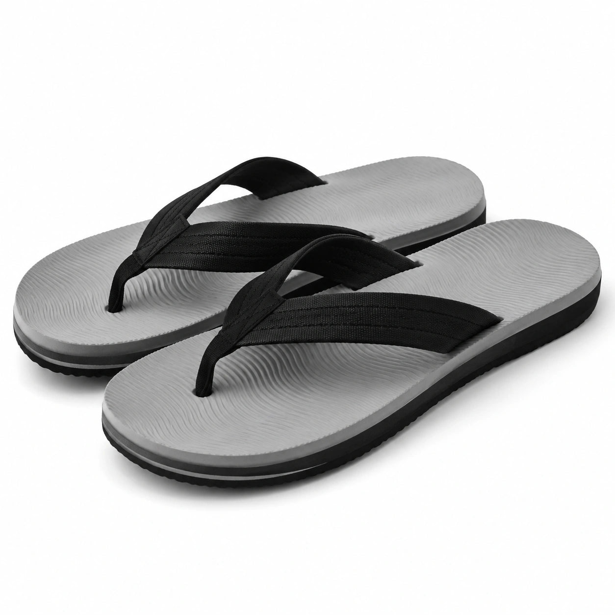 Flip-Flops Größe 38/39 Grau Schwarz mit Textilriemen und profilierter Sohle
